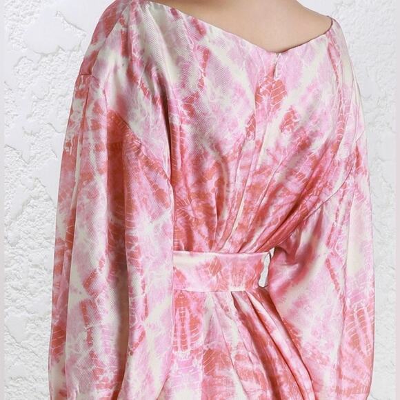 Zimmermann Winsome Cinch Dress Pink White Tie-Dye Long Sleeve Dress US Size 8 - Picture 3 of 12